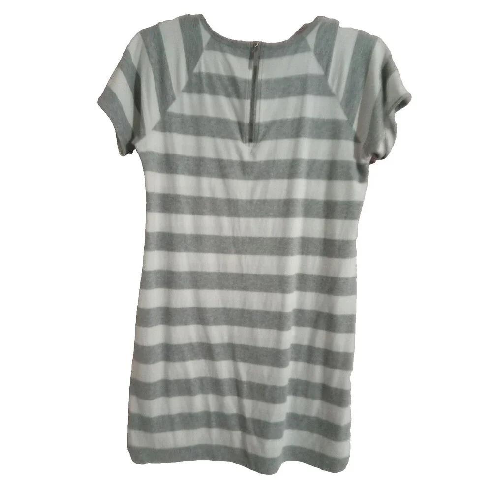Michael Kors T-Shirt Dress Women's Medium Grey White Striped Short Sleeve